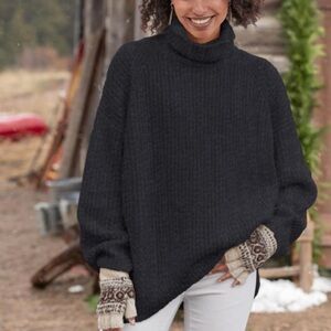 Sundance Catalog Dakota Turtleneck Sweater Tunic. Size L. Charcoal.